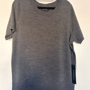 Nicole Miller Charcoal Short Sleeve Tee 100% Extra Fine Merino Wool